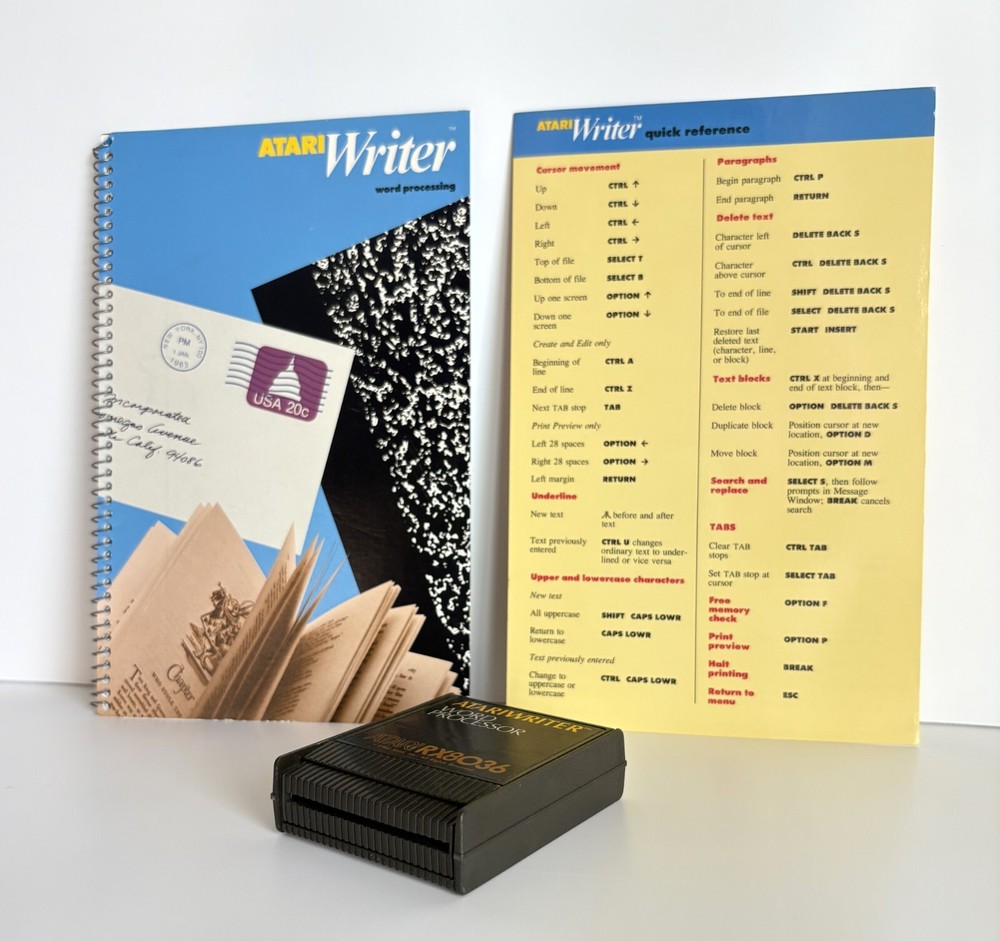 Atari Writer Word Processor Cartridge Computer Software 400/800 Untested Manual