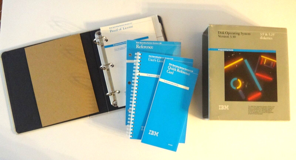 Vintage IBM DOS Disk Operating System 3.30 Software Diskettes Box Binder Manuals
