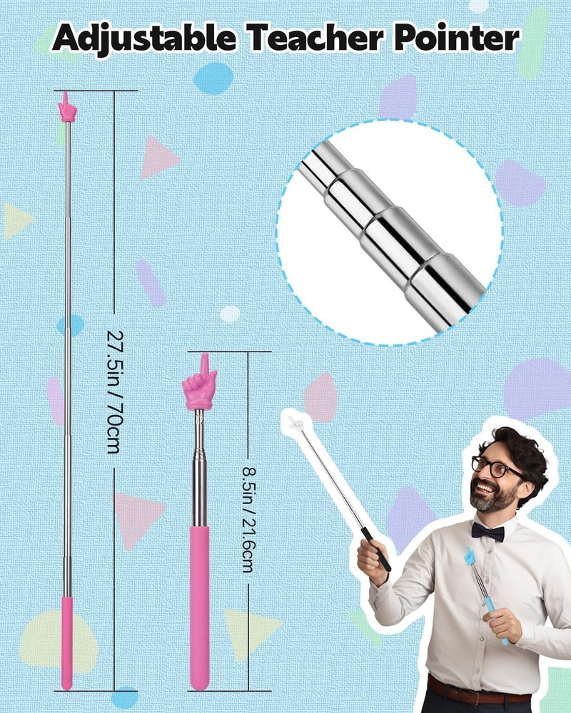 Extendable Finger Pointer Stick, School Collapsible Telescoping Long Black