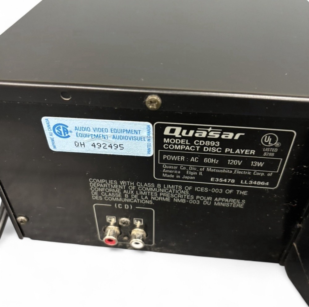 Quasar CD893 5-Disc Compact Disc Changer & Player MASH TESTED Vintage