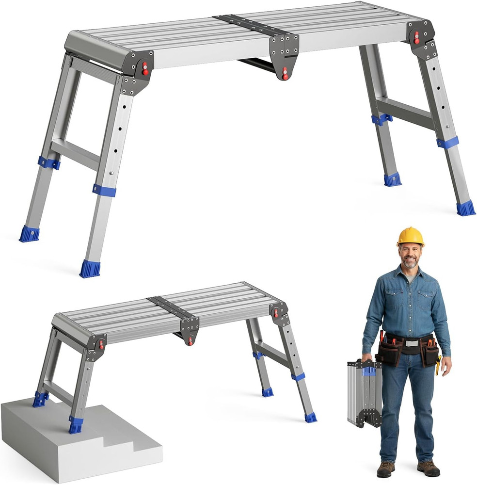 Heavy-Duty Lightweight Adjustable Folding Work Platform - 500 Lbs Capacity