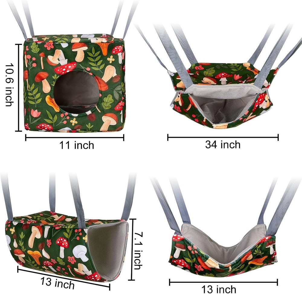 Luxurious 4-Pack Ferret Hammocks - Soft, Adjustable & Washable for Small Pets