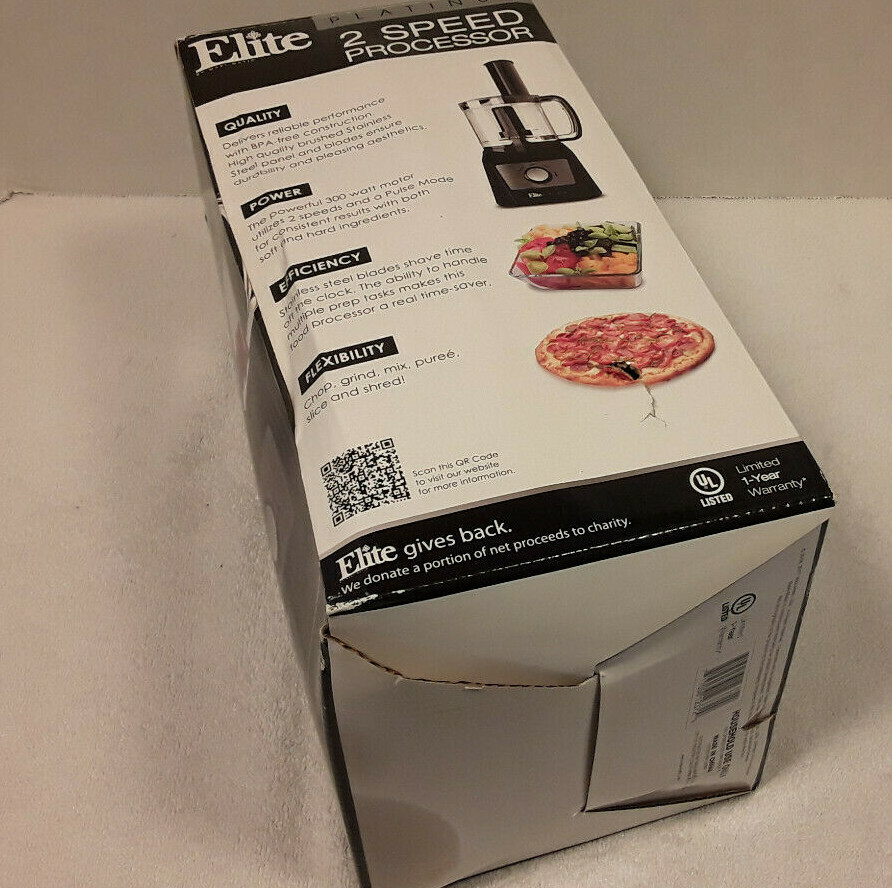 Elite Food Processor 3 Cup Compact Black Stainless Blades Model EFP-7719