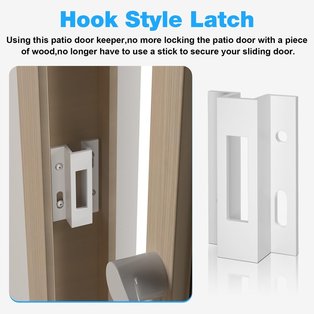Patio Sliding Door Keeper／Hook Style Latch／E 2124 Latch Lock 2 Pack