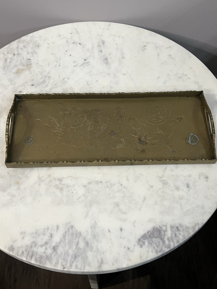 old etched brass tray 5*12”