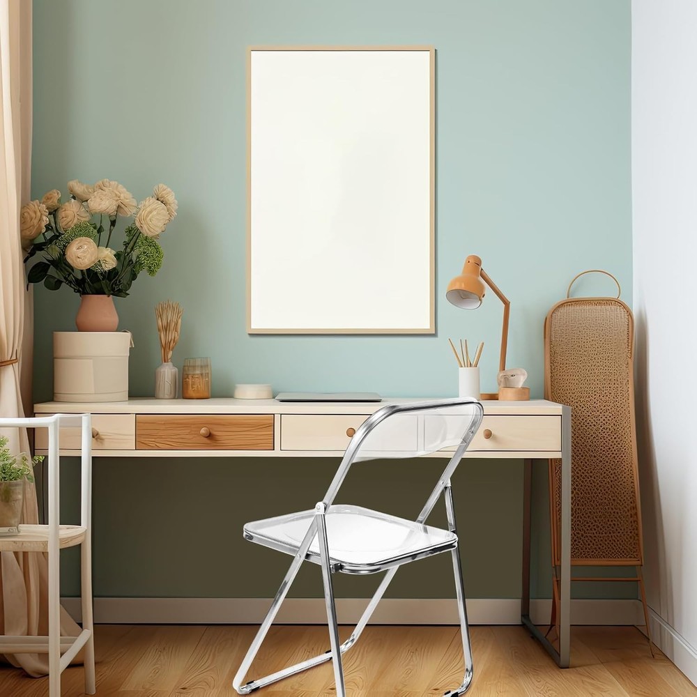 2 Pcs Acrylic Folding Chairs Clear Transparent Stackable Dining Chairs Modern