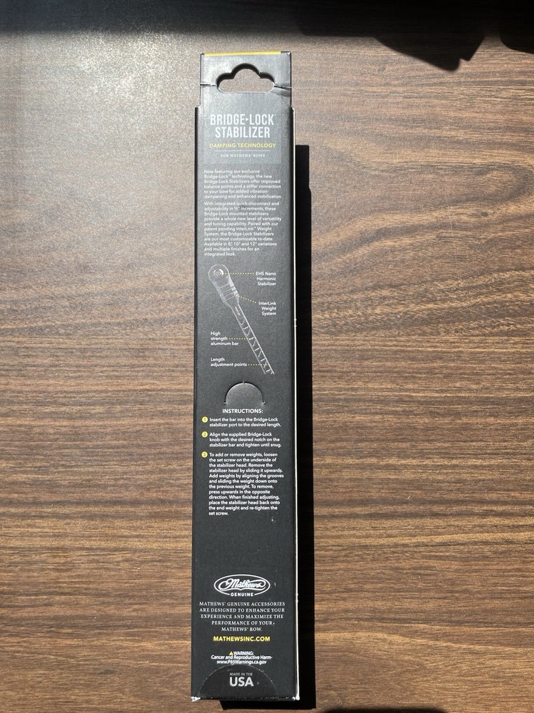 Mathews 8" Bridge-Lock Bow Stabilizer Black