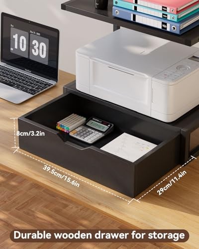 2 Tier Desktop Printer Stand,Multi-Purpose Desk Organizer,Printer Table Black