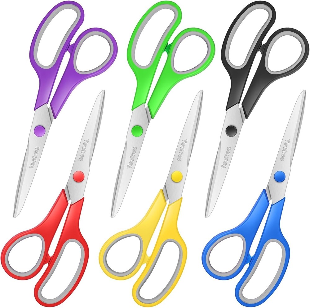 Scissors Bulk Set of 6-Pack, 8" Scissors All Purpose Comfort Grip Sharp Shear...
