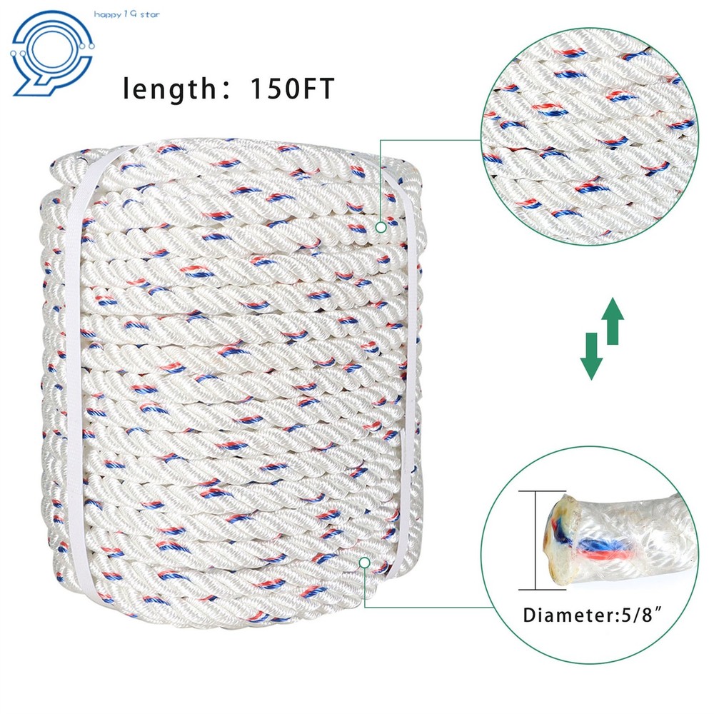 Double Braid Polyester Arborist Bull Rope 5/8"×150' Pulling Rigging Line 7200Lbs