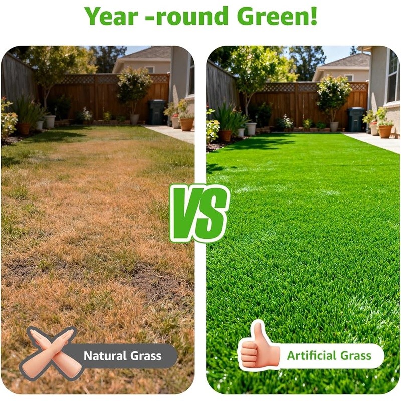 Durable Artificial Grass Turf UV Resistant Easy Drainage Soft Surface Pets New