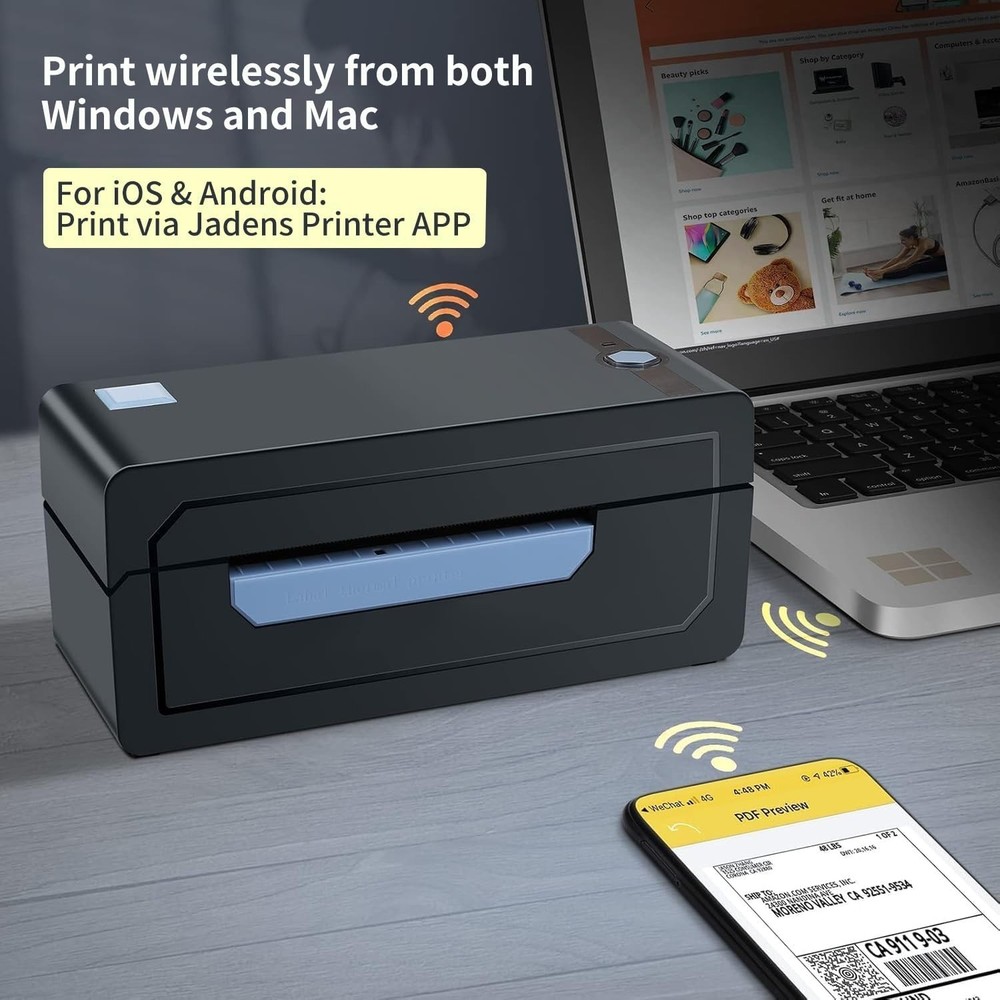 Wireless 4x6 Shipping Label Printer - iOS Android Compatible