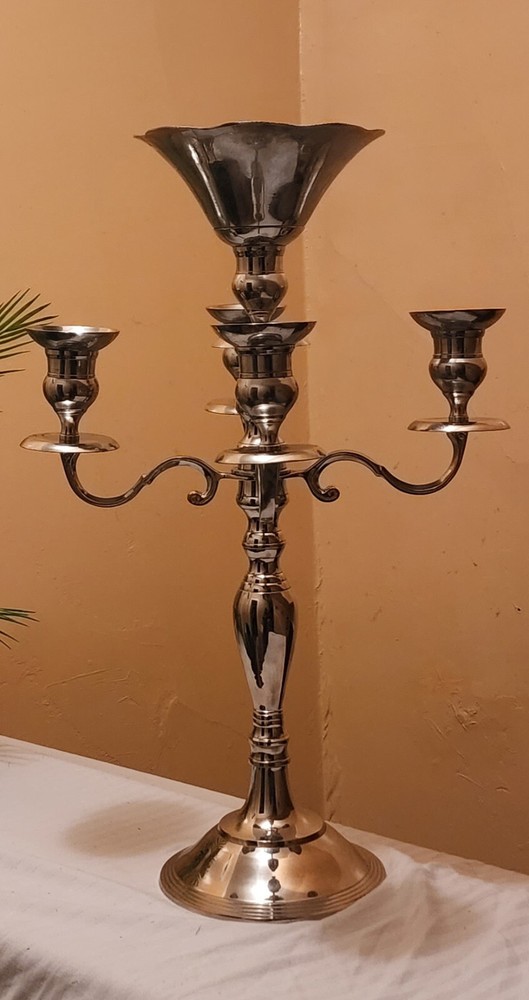5 branch silverplated candelabra