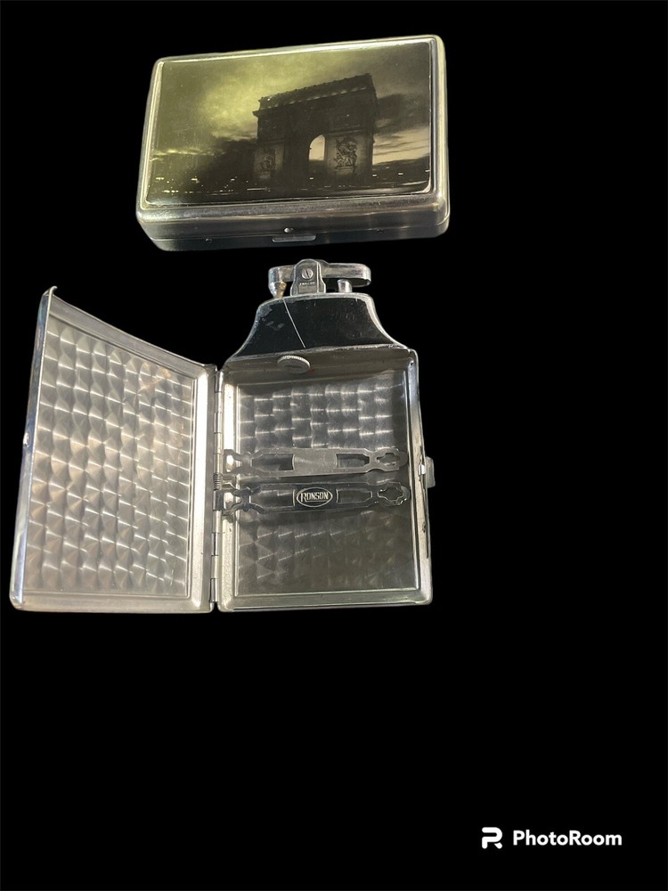 Vintage Lot Ronson Combo Cigarette Lighter & Cigarette Case Plus A Extra Case