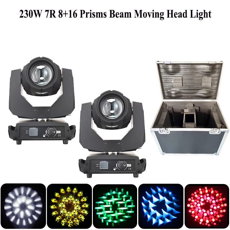 BE230w 7R Sharpy Beam Moving Head Light 8+16 Prism DJ Stage 2pcs Flight Case