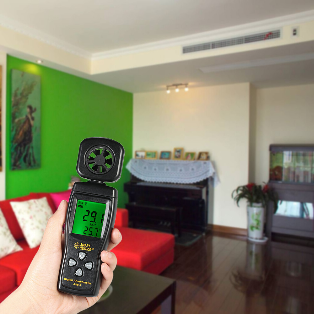 SMART SENSOR Mini Anemometer LCD Digital Wind Speed Meter Air Velocity A8M4