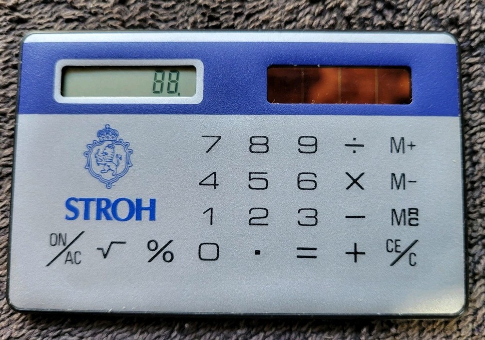Stroh's Beer Hand Held Solar Calculator