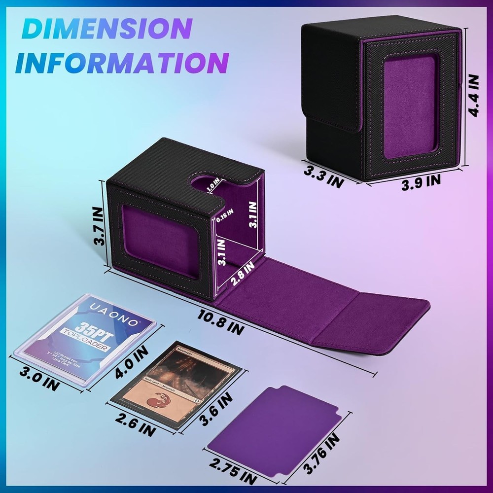 Card Deck Box with MTG Commander Display, Deck Case Holds 100+ Double-Sleeved...