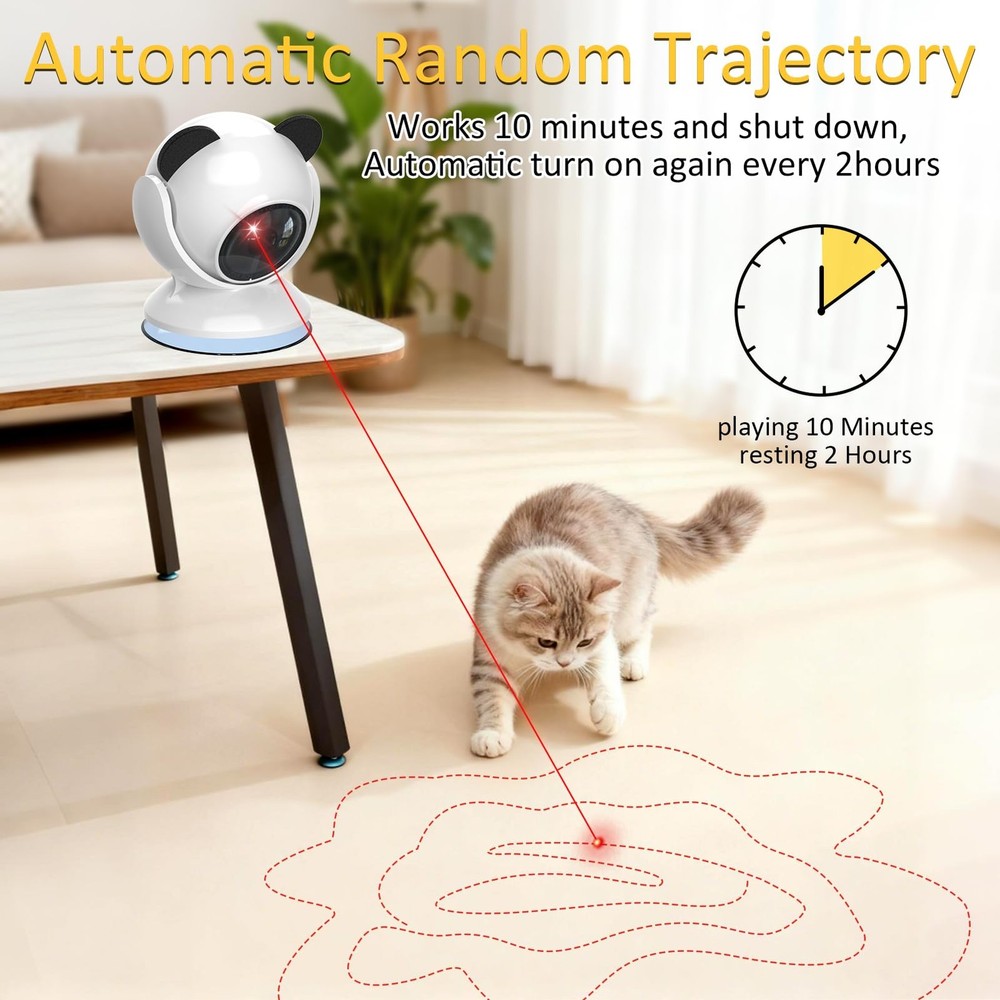 Automatic Cat Laser Toy Interactive Red Dot Game Indoor Kitten Dog Chase