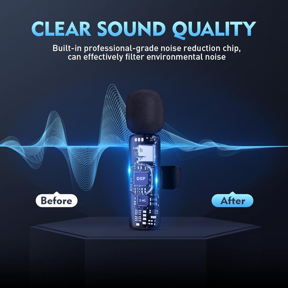 New Mini Wireless Microphone for Iphone Ipad Android,Lavalier Microphone for Vid