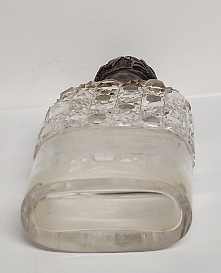 Thomas Ingleton Sterling Silver & Cut Glass Locking Hip Flask C. 1906