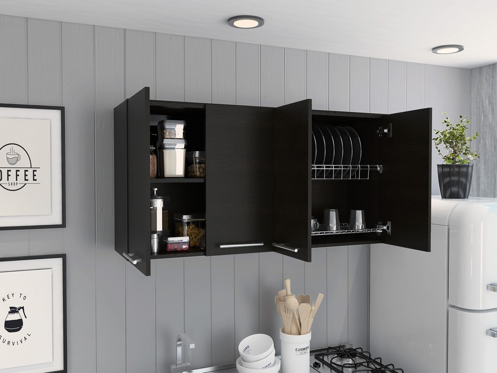 Rectangle Four Swing Doors Wall Cabinet Wenge