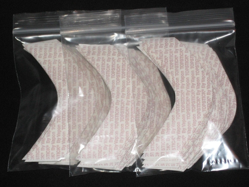 TOPSTICK Plus Custom Cut Front B Curve Tape,Clear,Double-Sided 75 Strips.