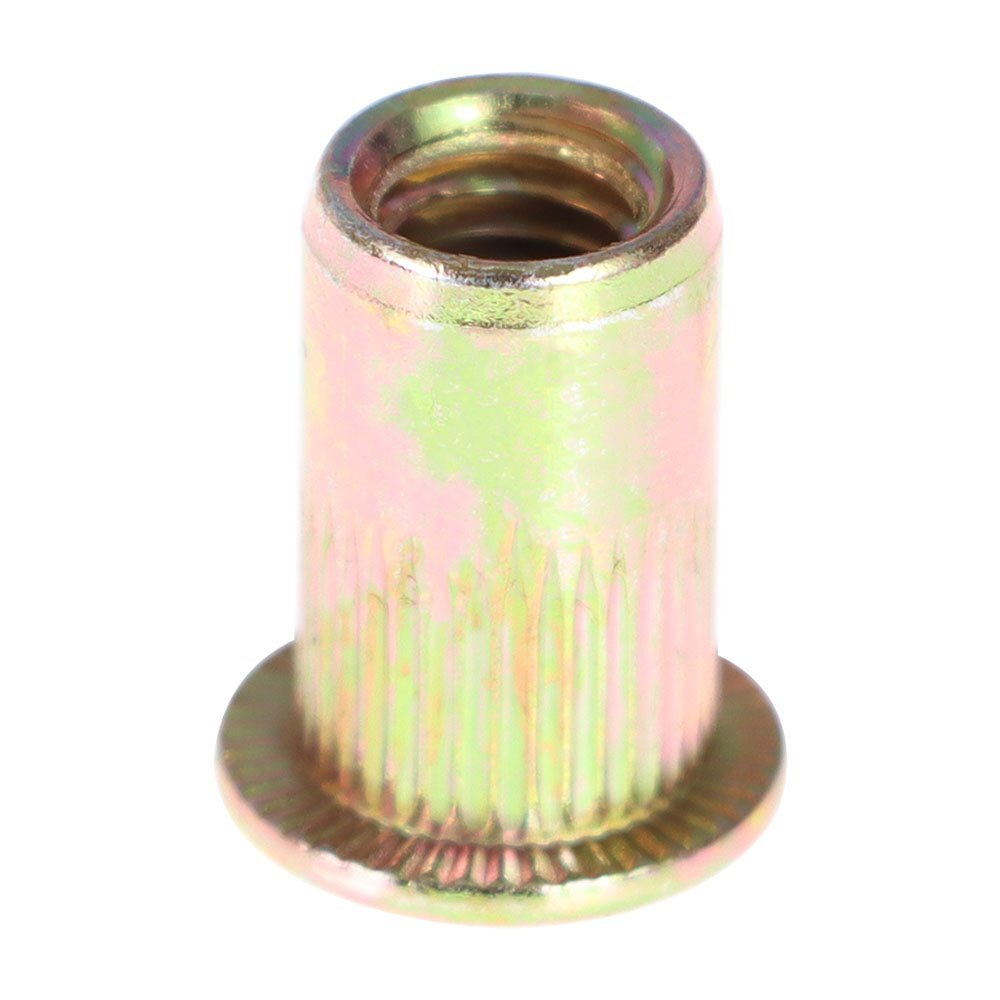 100 Pack M6 Metric Carbon Steel Rivet Nut Flat Head Threaded Insert Nutsert