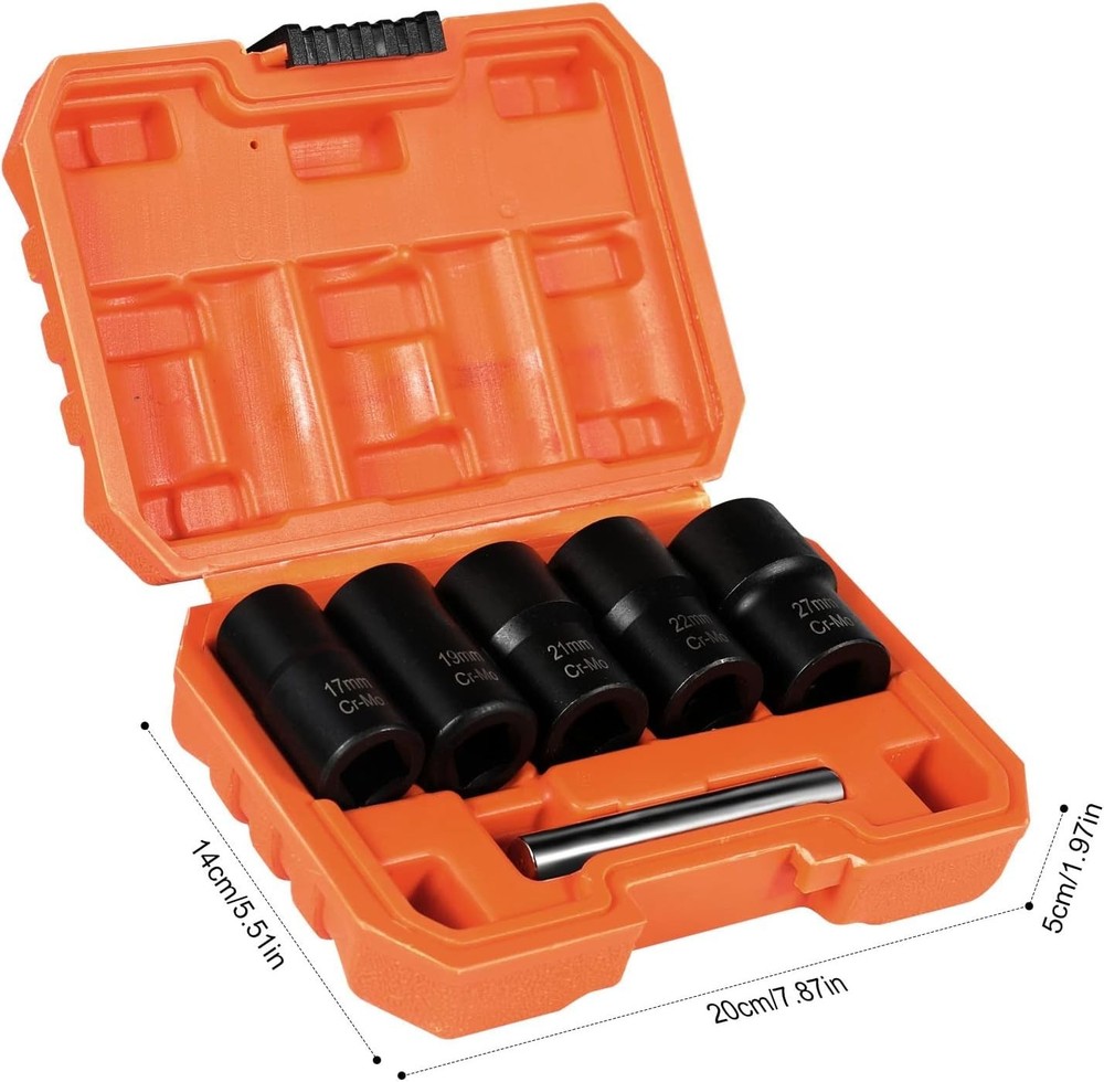 6PCS Twist Socket Set Lug Nut Remover Tool, 1/2"Drive Impact Bolt Nut Extractor