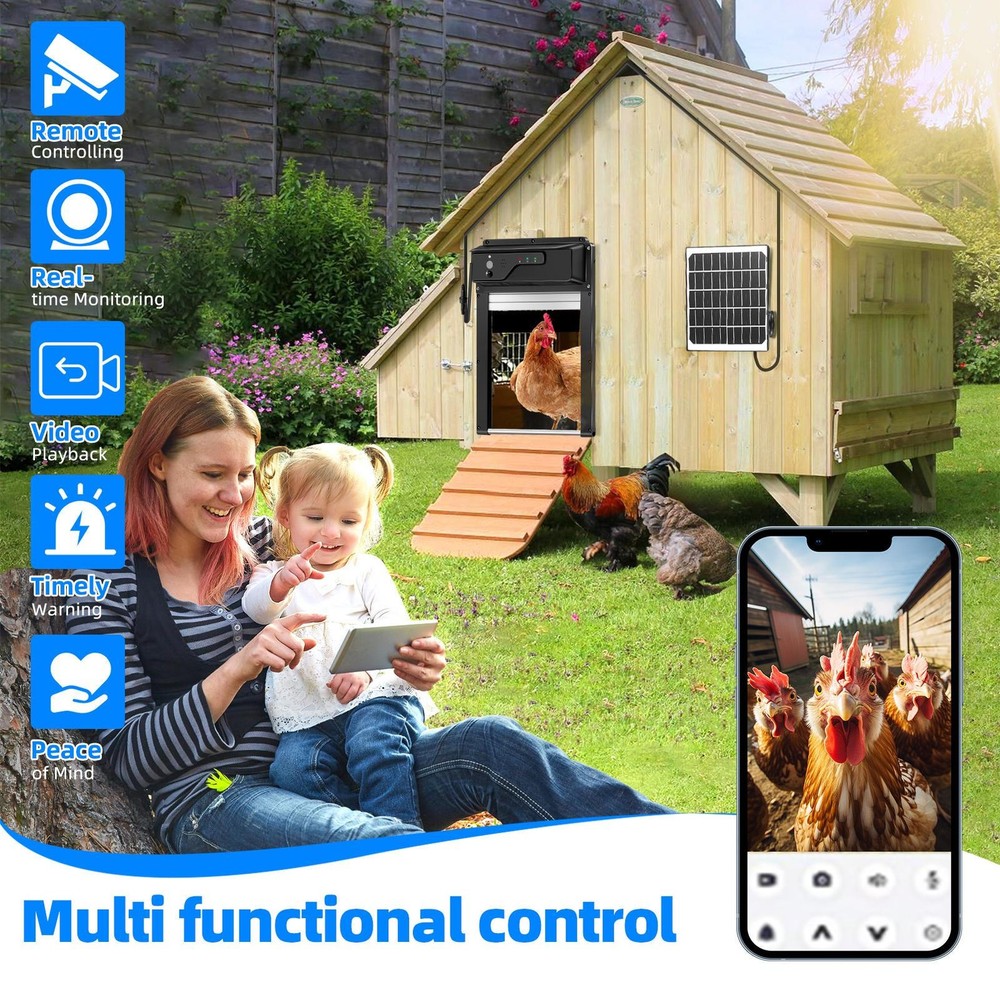 Solar Powered Automatic Chicken Coop Door with Timer/PIR Sensor Modes