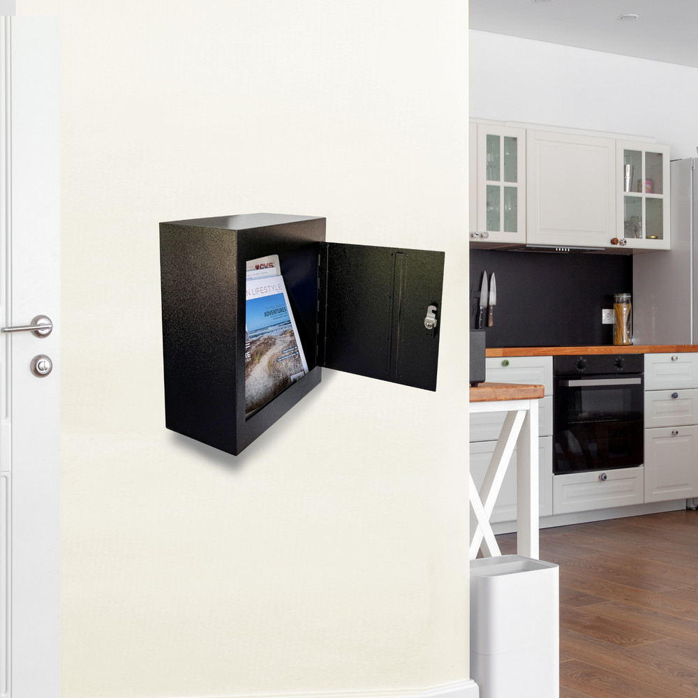 OPEN BOX Rainproof Through the Wall Locking Mailbox with 10'' Adjustable Chute