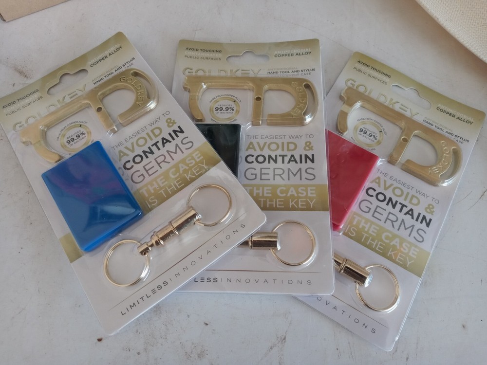 GoldKey Antimicrobial Hand Tool with Containment Case Keychain Stylus 3 Pack New