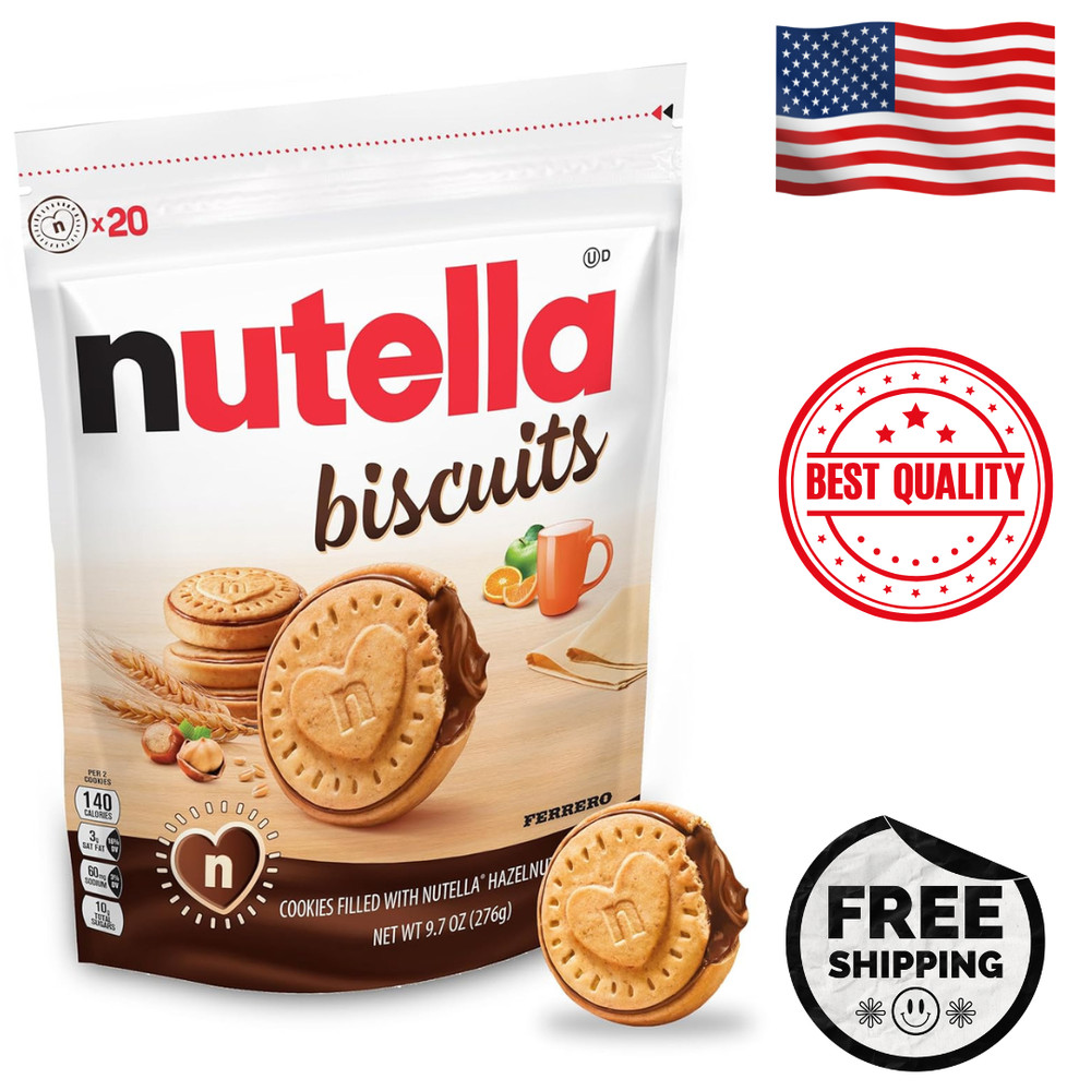 Nutella Biscuits Cookies filled with Nutella Hazelnut Spread, 9.7 OZ FRESH