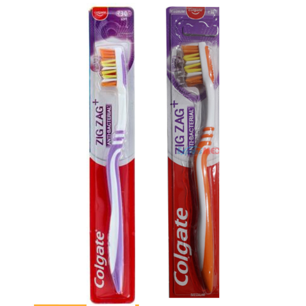 Colgate Zig Zag AntiBac Medium Toothbrush Deep Gentle Clean Assorted Colors