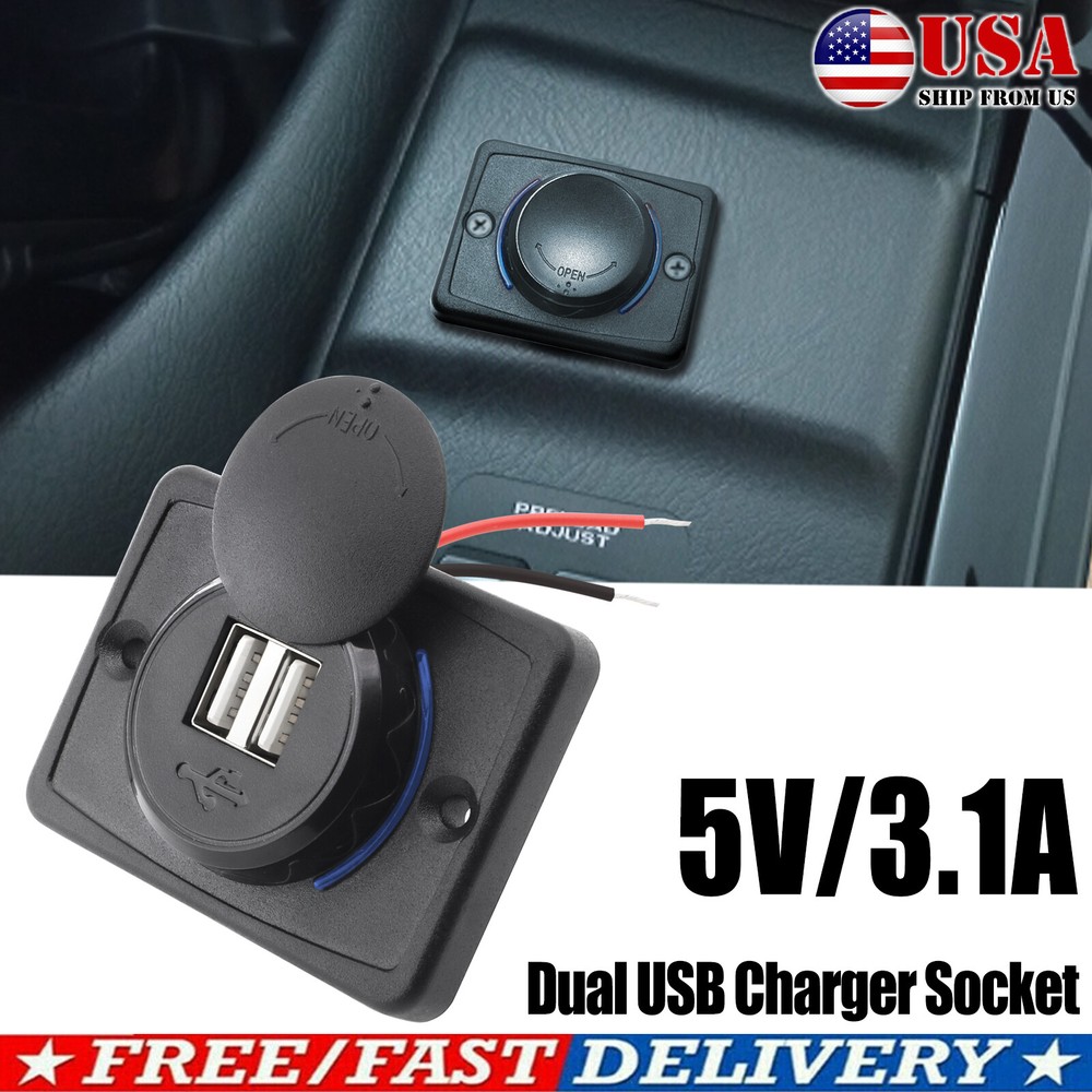 Dustproof Dual USB Ports Car Cigarette Lighter Socket Charger Power Outlet Cover