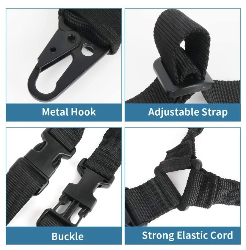 🌟Tactical 2 Point Bungee Rifle Gun Sling, Quick Release HK Hooks & D-Ring Strap