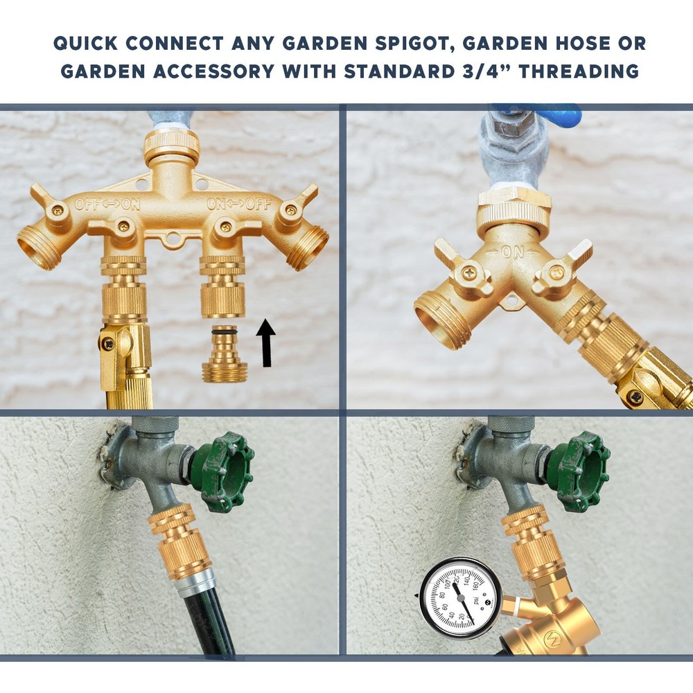 Morvat Brass Quick Connect Hose Fittings for Source Connections, 6 Pack