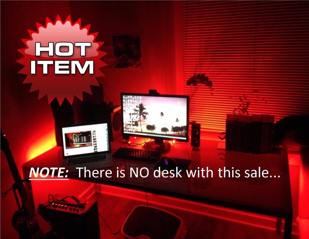Gaming Computer Desk LED Lights - Office / Home Accent Lighting Remote Control X