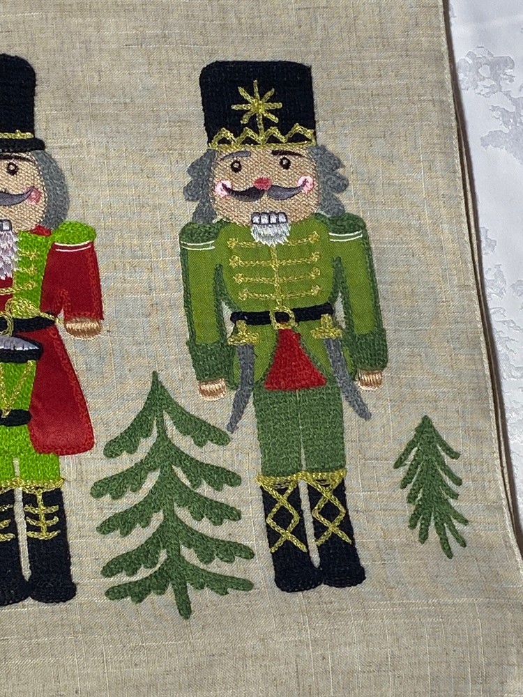 Robert Stanley Nutcracker Soldiers 70"x 13" Table Runner Linen Blend Holiday