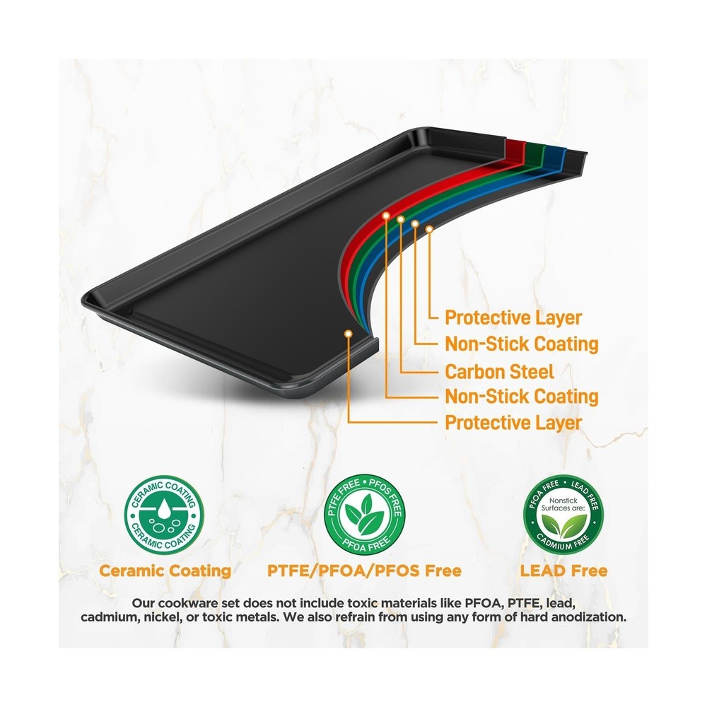 NutriChef 8-Piece Stackable Nonstick Bakeware Set - Premium Steel Baking Tray...