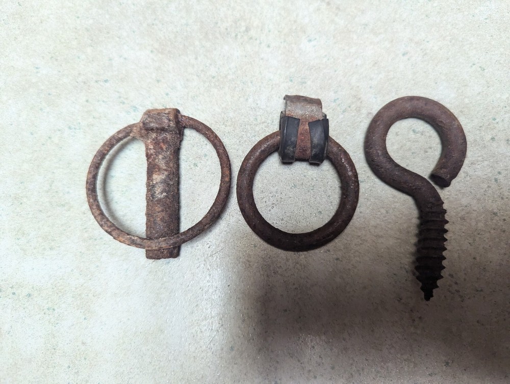 Lot Of 11 Rusty Old Hardware Pcs,Wrench,Hook,Loop,Ring, Handle,Latch,Primitive