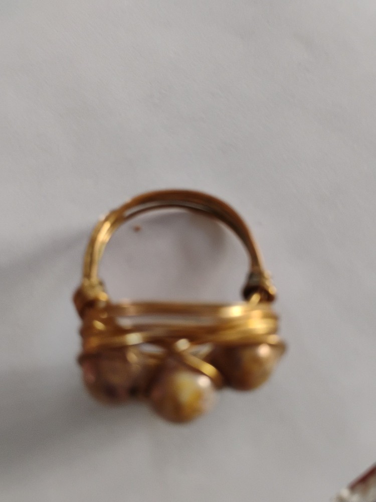 Vtg Brass Wire Rapped Ring Sz 9