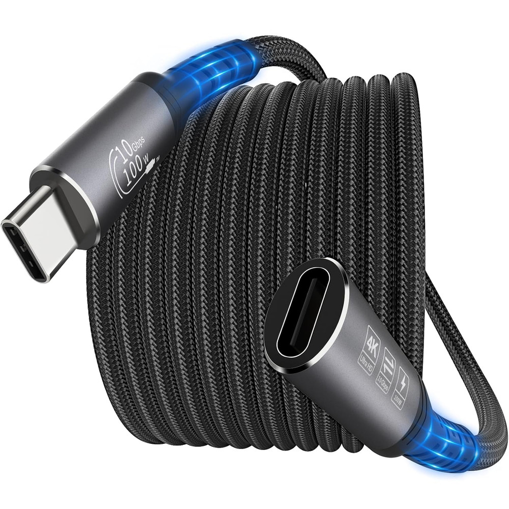 USB C Extension Cable 15FT - 10Gbps Data Transfer, 100W Fast Charging, 4K Video