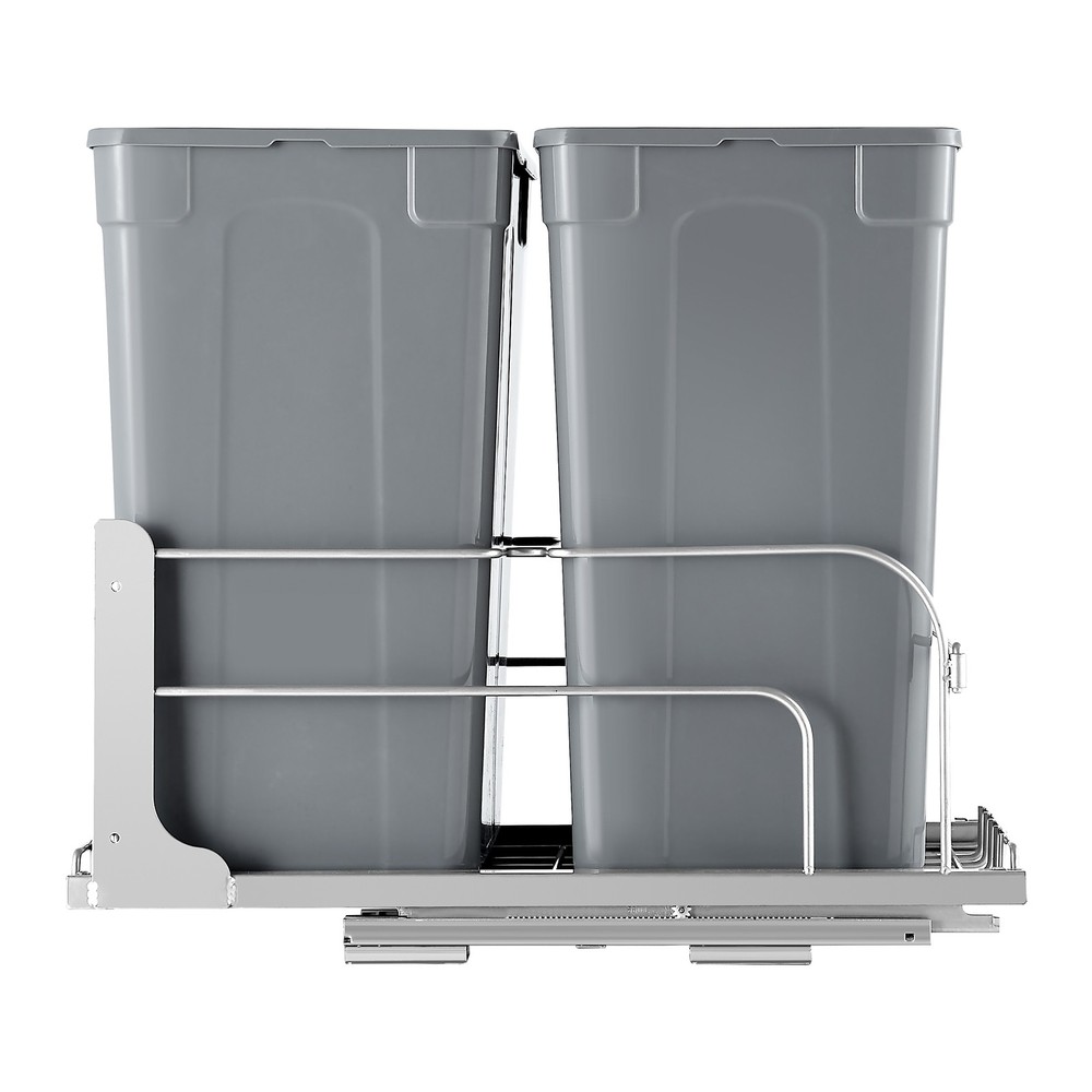 VEVOR Double Pullout Waste Container Kitchen Trash Can Soft Close Grey 35QTx2