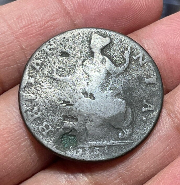 Early Great Britain Half Penny Coin Low Grade