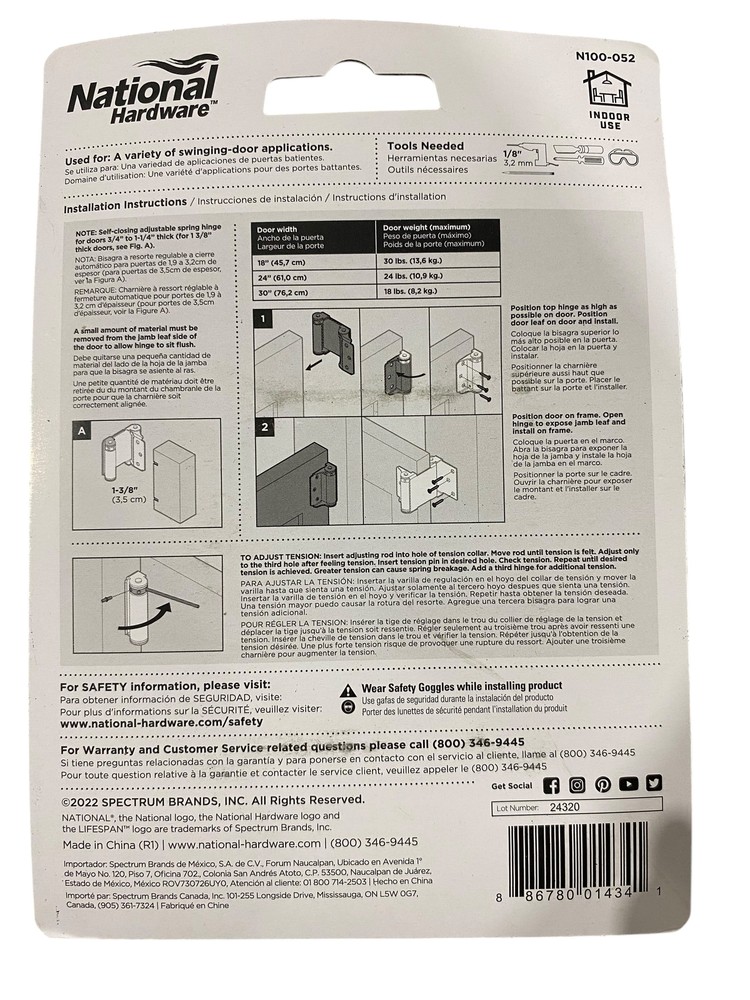 National Hardware, 3", Oil, Rubbed, Bronze, Double, Active, Spring, Hinge