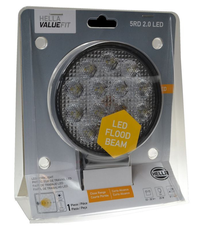 HELLA 357105002 ValueFit 5 Round 2.0 LED Close Range Worklight, Black