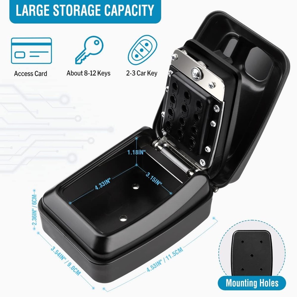 Key Lock Box Wall Mount with Code, Key Lock Box for Outside, Waterproof Key S...