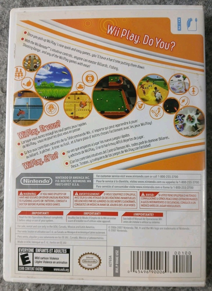 Nintendo Wii Play Empty Case with Manual & Inserts – Replacement Authentic OEM