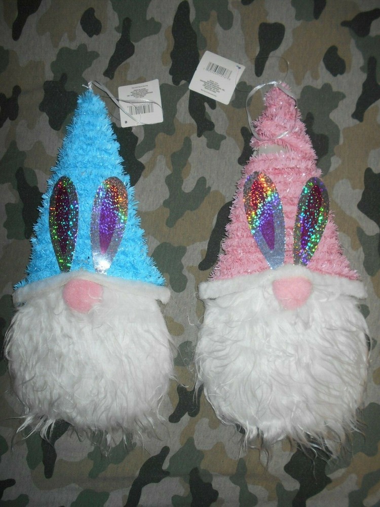 Breenbrier Two Pink & Blue Easter Hanging Gnomes